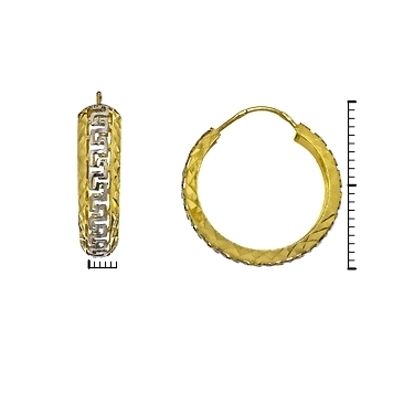 Серьги-конго из желтого золота с алмазной насечкой