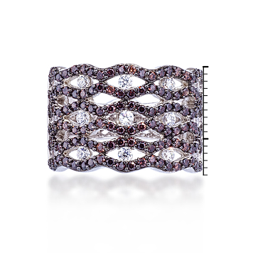 Широкое кольцо с коньячными фианитами