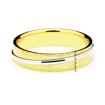 Кольцо обручальное из желтого и белого золота 5 мм